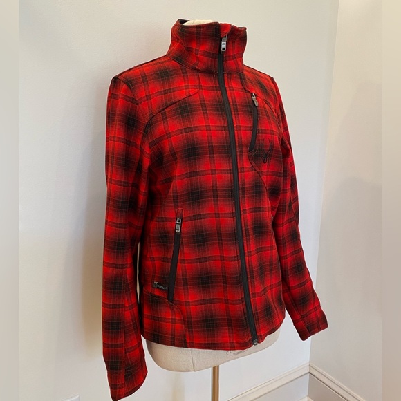 Spyder Jacket / Red Black Plaid / Mid -Weight / Quilted Lining / Zippers /Mens S - Picture 6 of 16